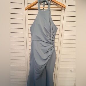 Revelry - Azazie Jemma Mist Sheath Pleated Chiffon Bridesmaid Dress - Size 4P